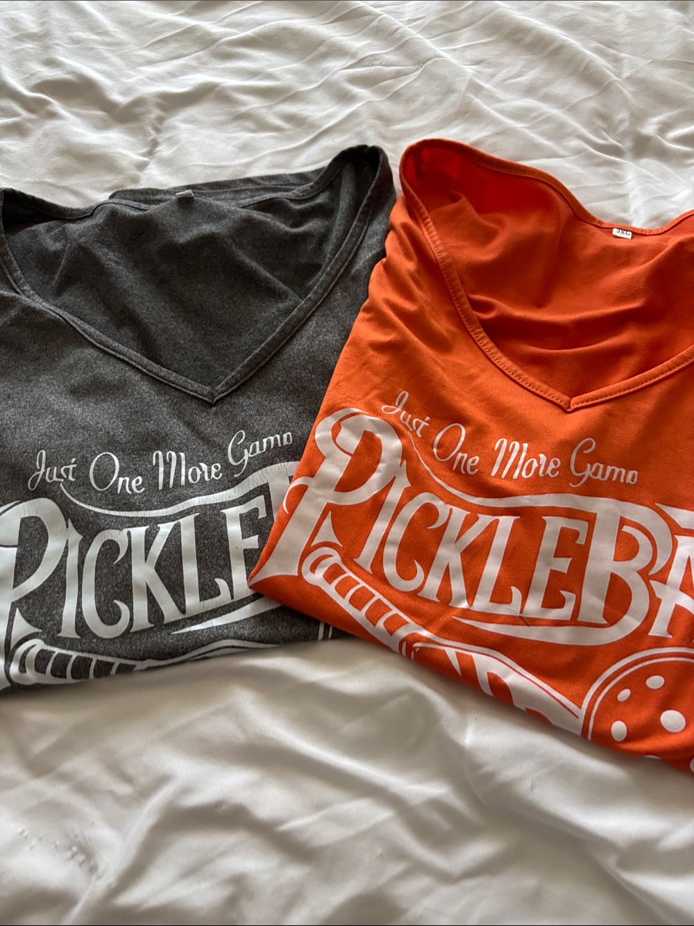 Two Pickleball Graphic Tee - Gray & Orange - Picture 6 of 6